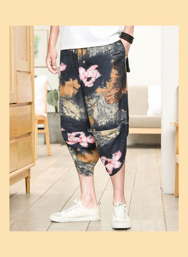 Lotus Print Bloomers Linen Pant Multicolour  - Image 4