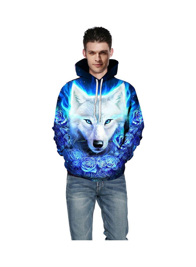 Animal Print Hoodie Blue - Image 1