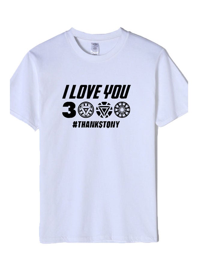 Men Women Summer I Love You 3000 Letters Printed Casual Round Collar Fashion T-shirt White  - Image 2