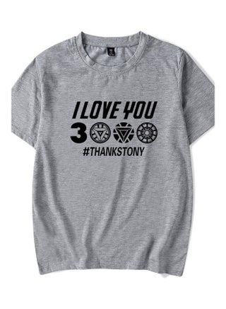 Men Women Summer I Love You 3000 Letters Printed Casual Round Collar Fashion T-shirt Grey - v1609250779/N43173338V_1