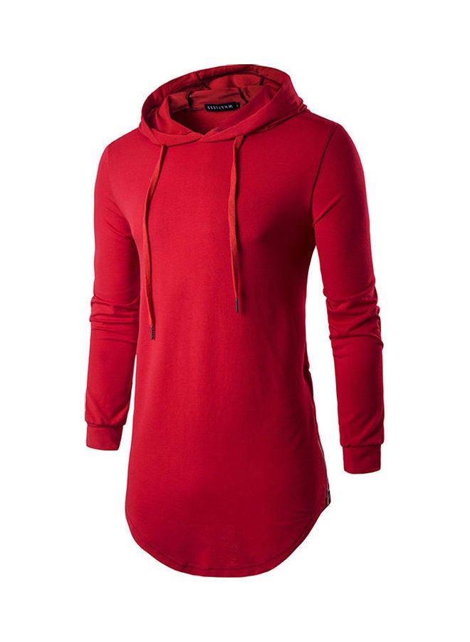 Fashion Pure colour Long-sleeved T-shirt Red 