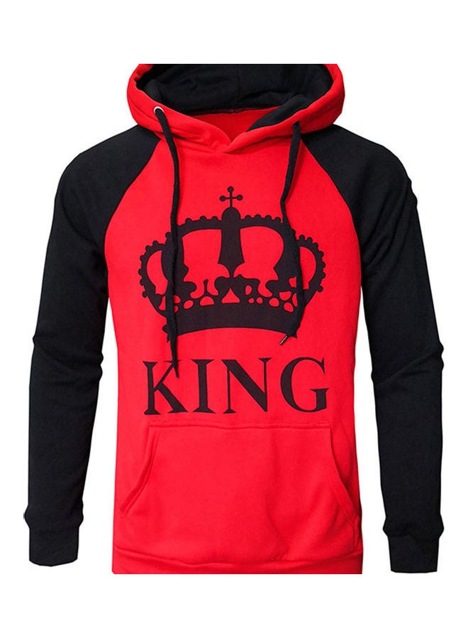 Couple Hooded Loose Pullover Red  - Image 1
