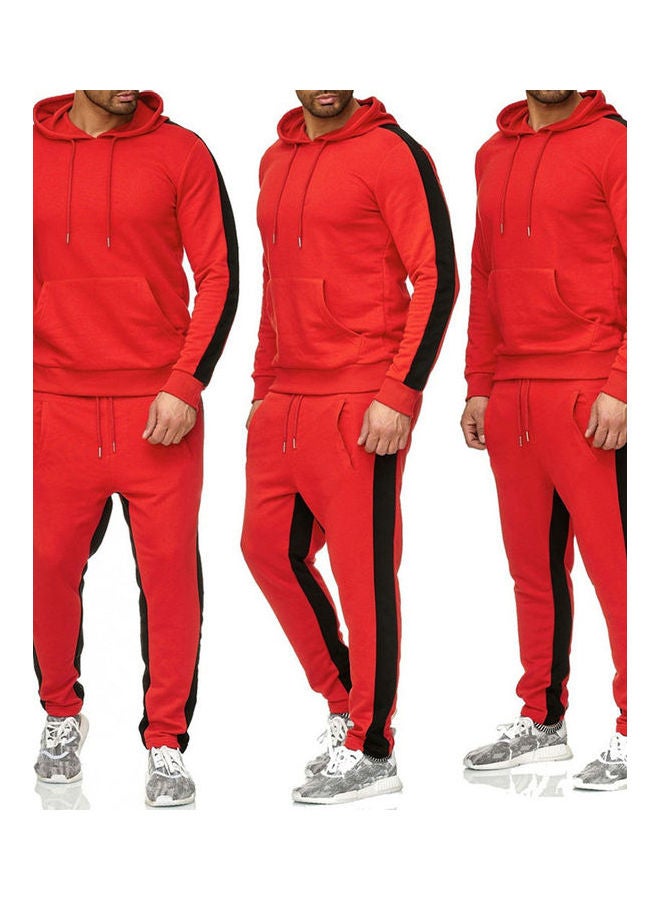 Men Casual Tracksuit Sports Outdoor Red - Image 4