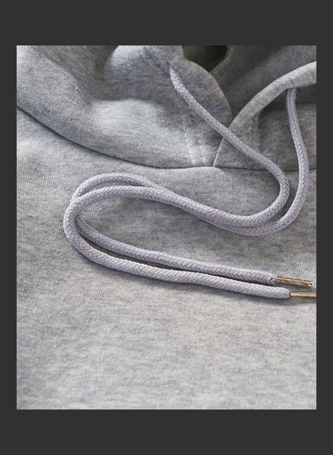 Fashion Plush All-matching Couple Simple Letters Printing Hoodie Grey - Image 2
