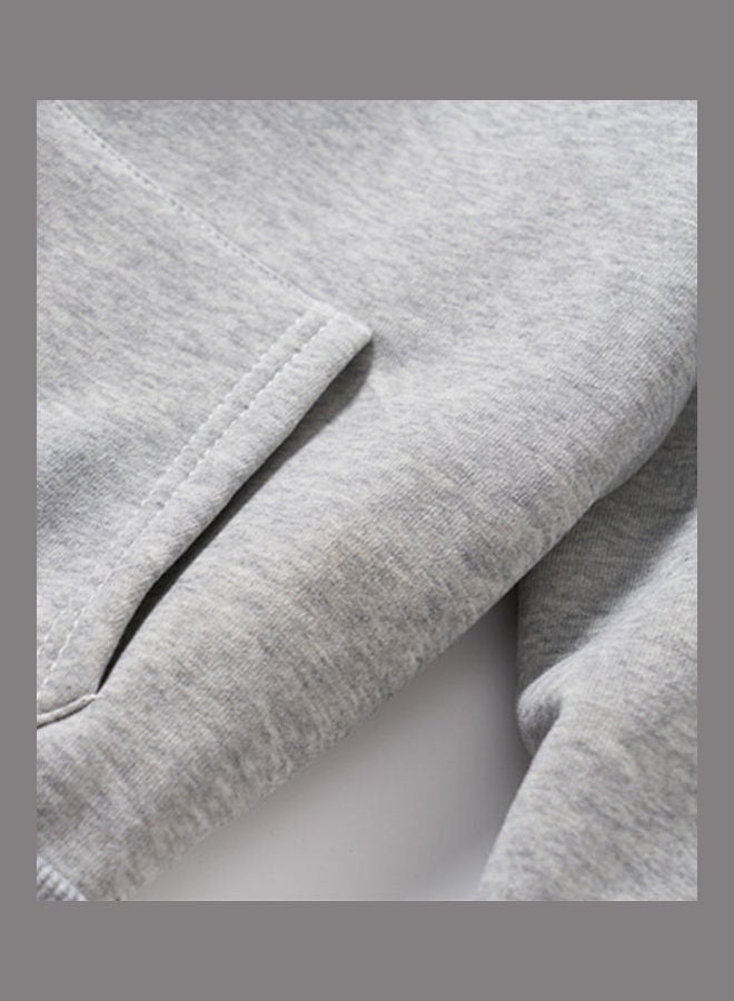 Fashion Plush All-matching Couple Simple Letters Printing Hoodie Grey - Image 3
