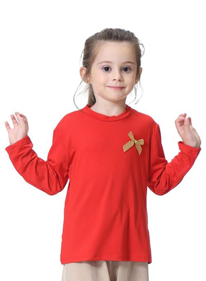 Sharpdo Round Neck Long Sleeve T-shirt Red  - Image 1