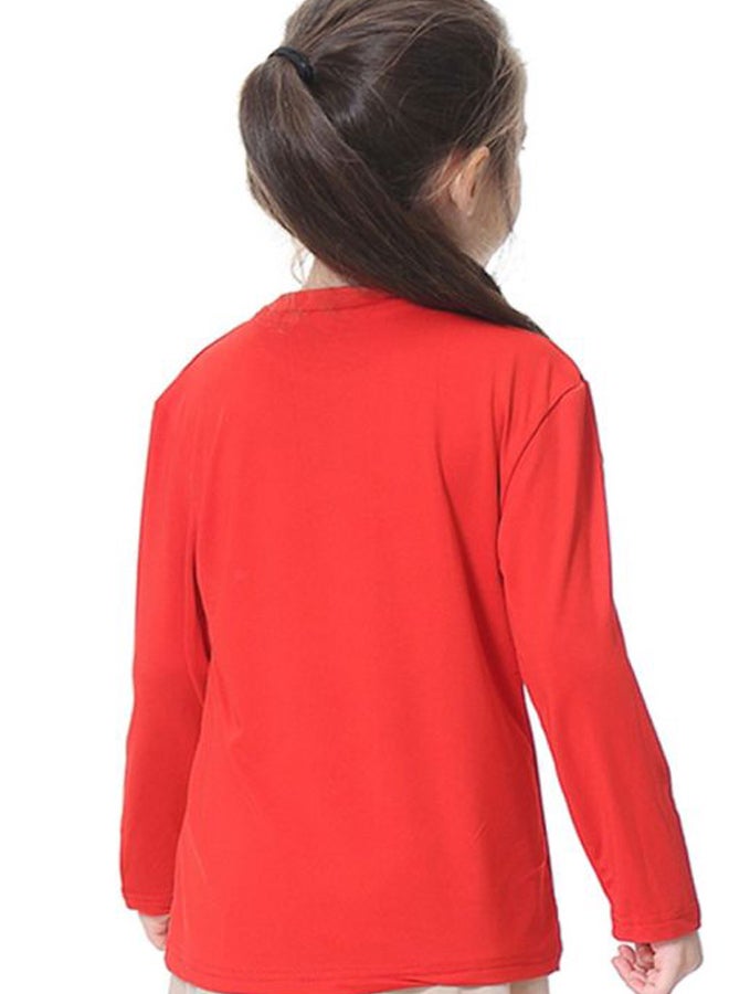 Sharpdo Round Neck Long Sleeve T-shirt Red  - Image 2