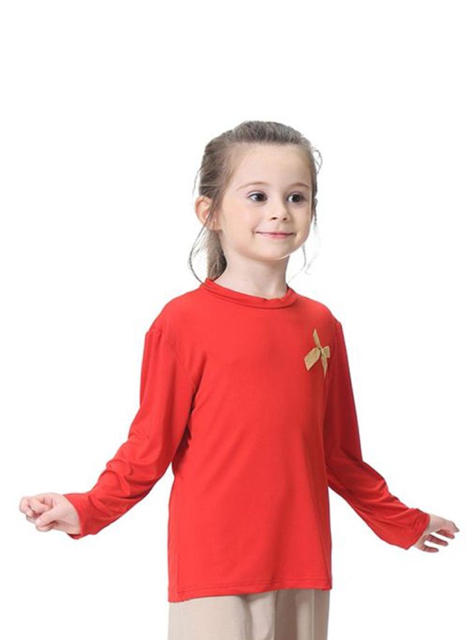 Sharpdo Round Neck Long Sleeve T-shirt Red  - Image 3