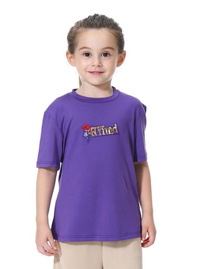 Sharpdo Round Neck Short Sleeve T-shirt Purple  - Image 1