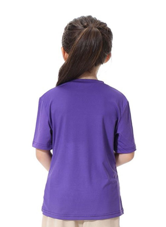 Sharpdo Round Neck Short Sleeve T-shirt Purple  - Image 2