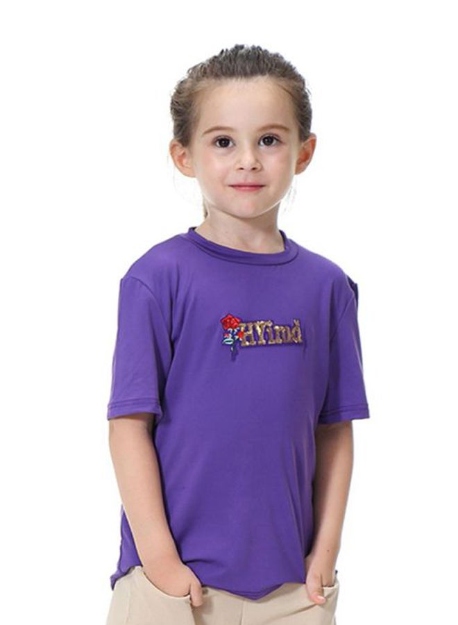 Sharpdo Round Neck Short Sleeve T-shirt Purple  - Image 3