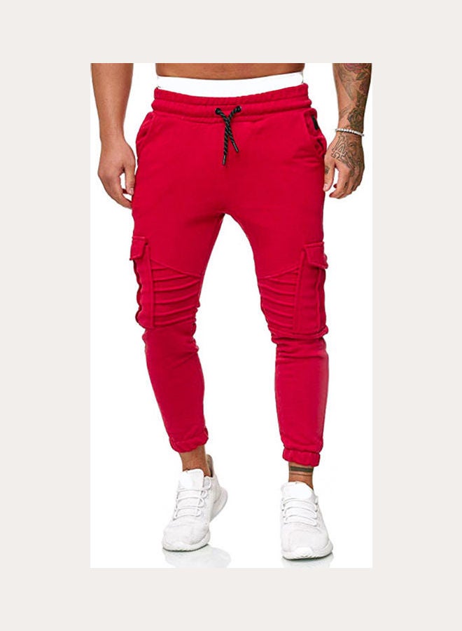 Solid Mid Rise Joggers Red - Image 1