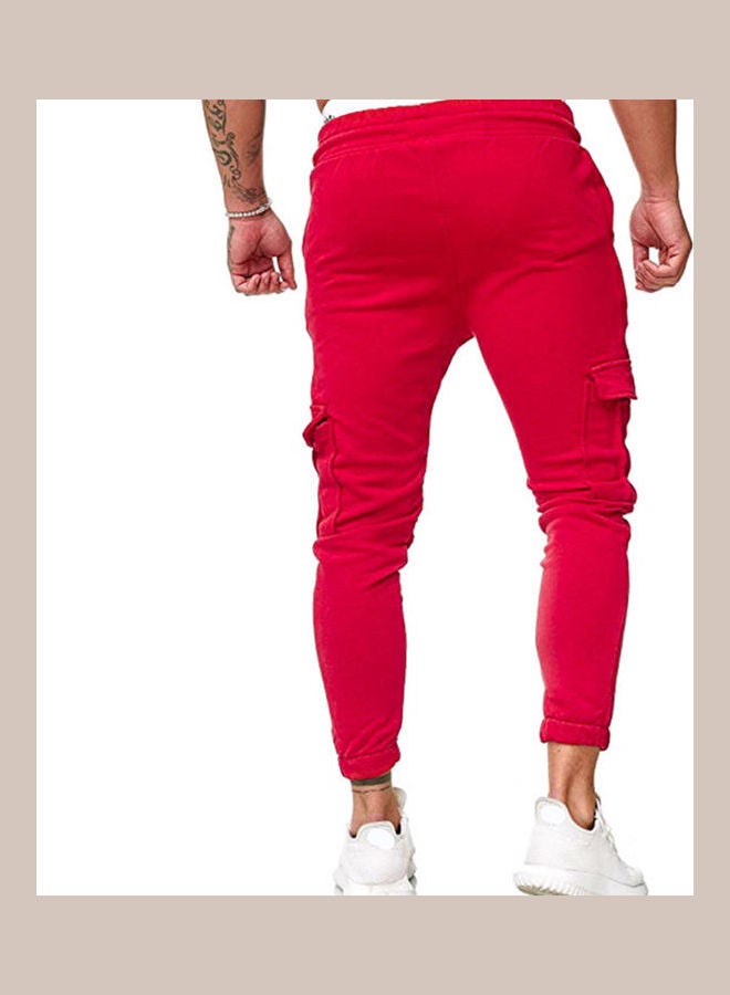 Solid Mid Rise Joggers Red - Image 2