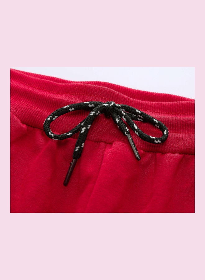 Solid Mid Rise Joggers Red - Image 3