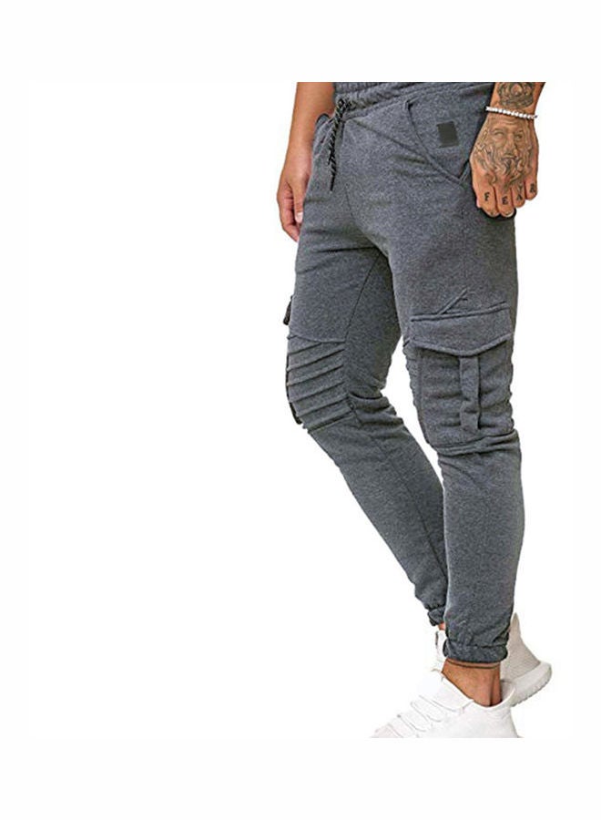 Solid Mid Rise Joggers Dark Grey - Image 2
