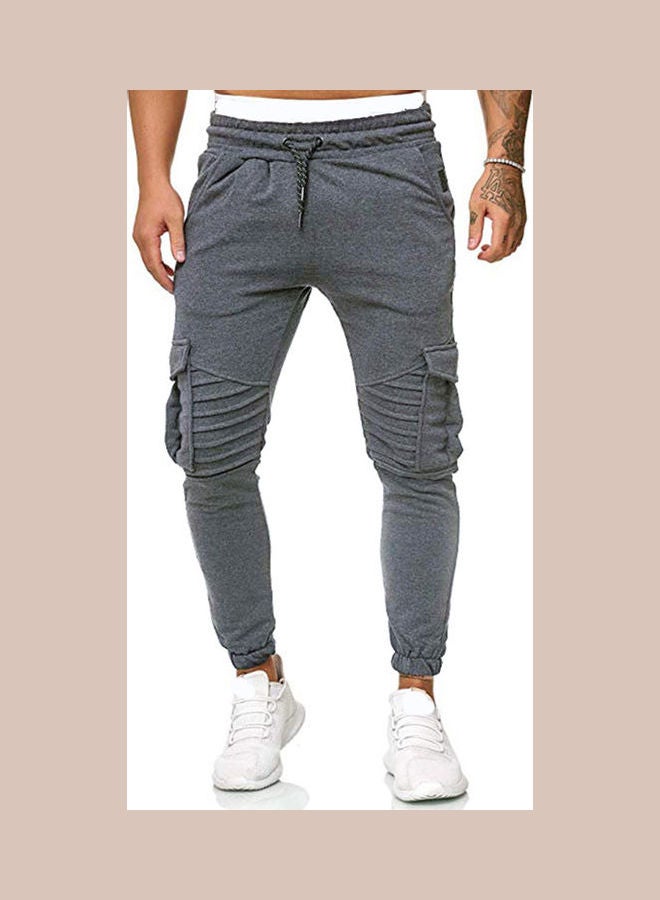 Solid Mid Rise Joggers Dark Grey - Image 1