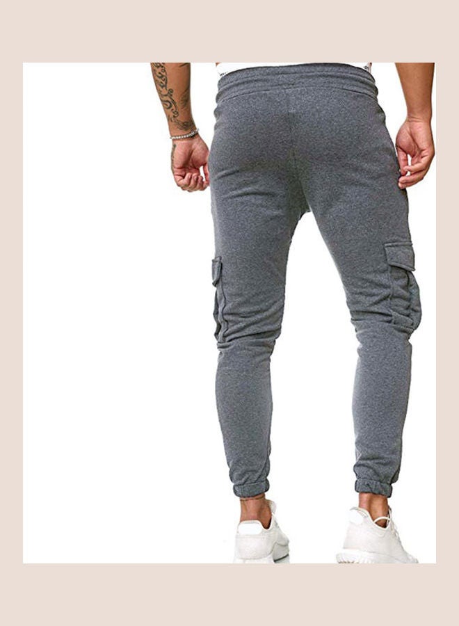 Solid Mid Rise Joggers Dark Grey - Image 4