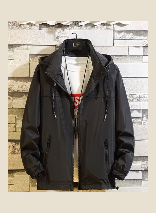 Spring Autumn Fashion Solid Colour Zipper Jacket Black - Image 1