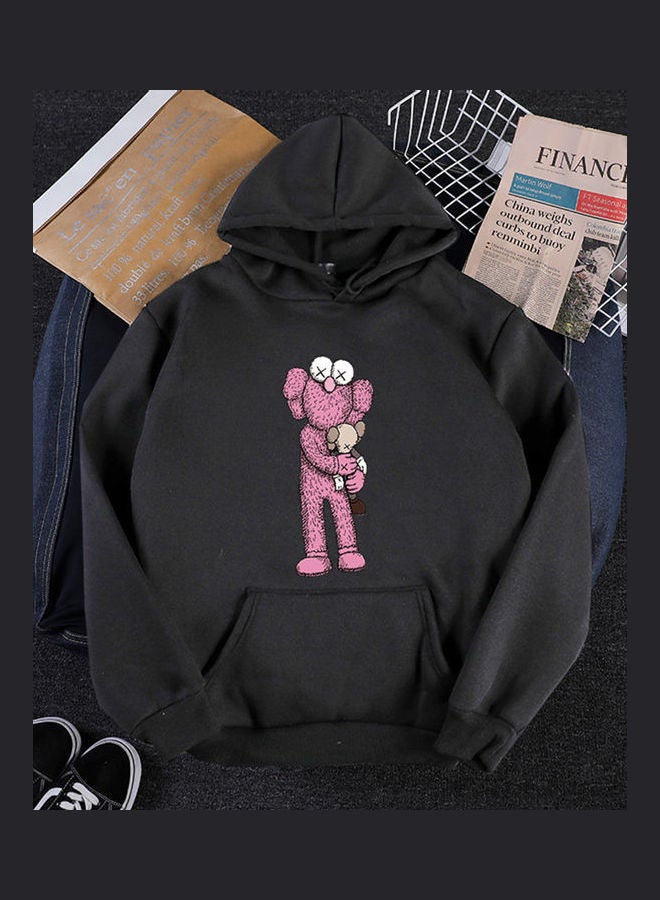 Doll Cartoon Thicken Autumn Winter Loose Pullover Black