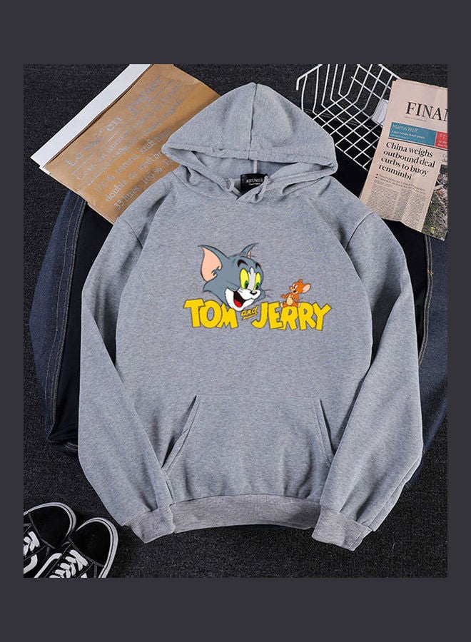 Tom and Jerry Thicken Autumn Winter Hoodie Grey