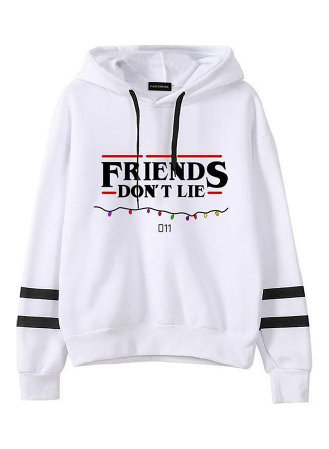 هودي بطبعة عبارة "Autom Winter Friends" أسود/ أبيض - Image 5