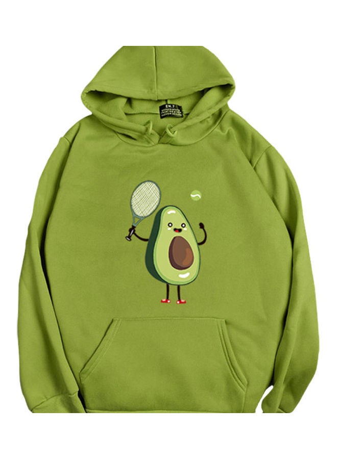 Cartoon Avocado Printed Pullover Sweatshirt Green - Image 1