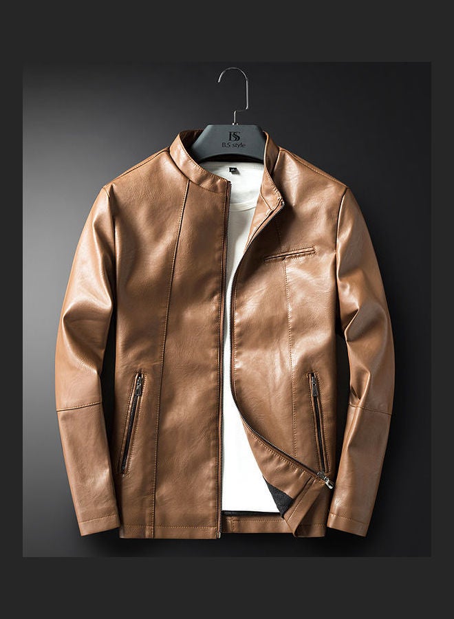 Motorcycle PU Leather Jacket Yellow  - Image 1