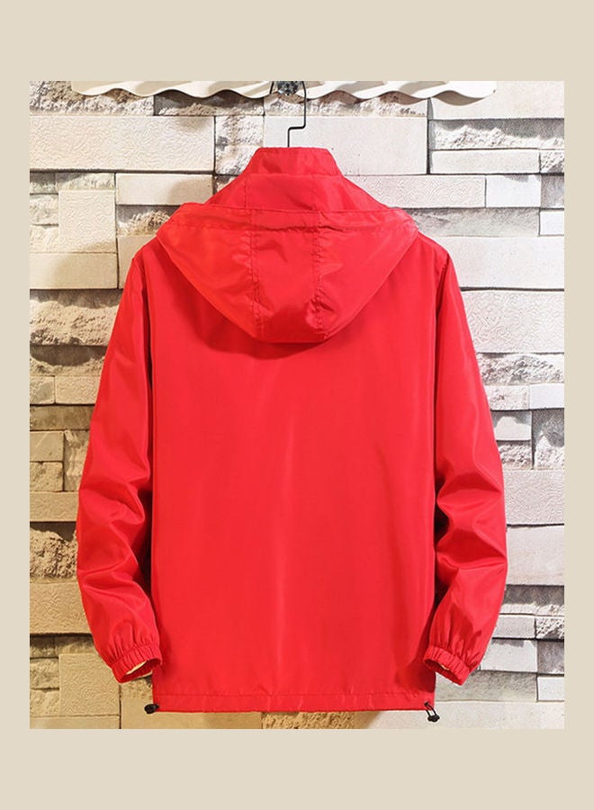 Spring Autumn Fashion Solid Colour Zipper Jacket Red - Image 2