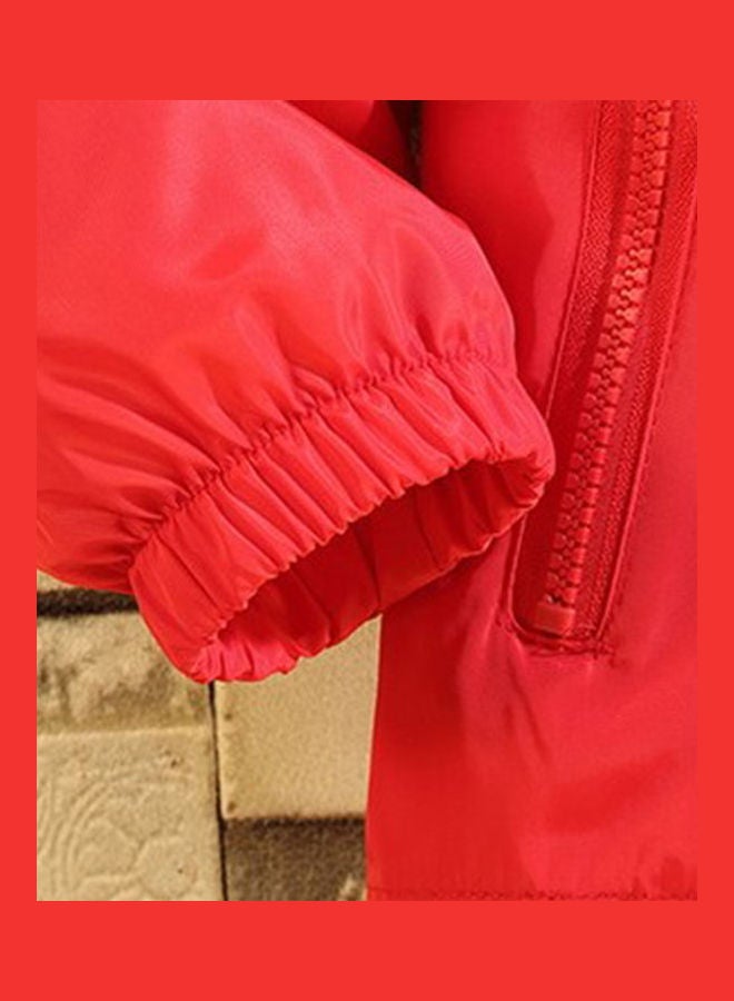 Spring Autumn Fashion Solid Colour Zipper Jacket Red - Image 3