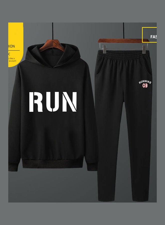 2-Piece Casual Sportswear Student Tracksuit Black