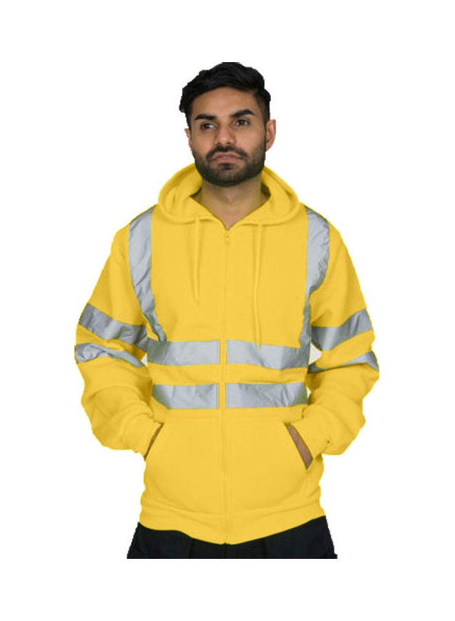 Sports Zippered Jacket with Strips Decorated Yellow  - Image 2