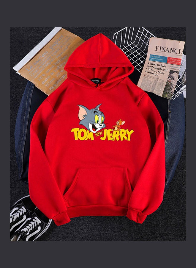 Generic - Tom and Jerry Thicken Autumn Winter Hoodie Red - Image 1