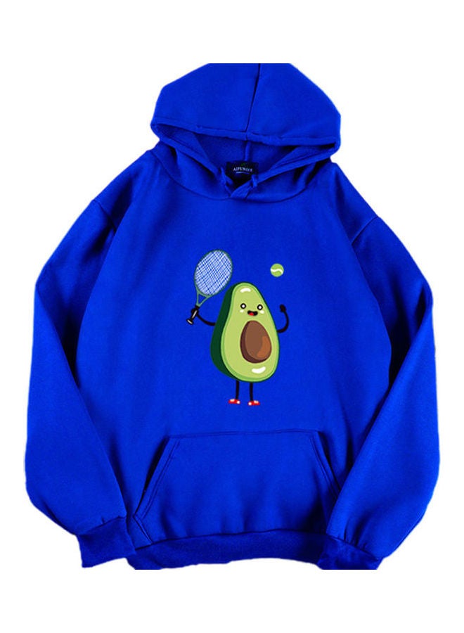 Generic Cartoon Avocado Printed Pullover Sweatshirt Blue 