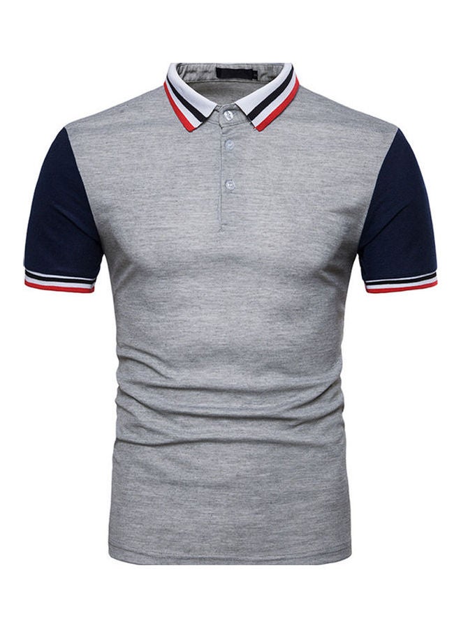 Threaded Collar Polo T-Shirt Dark Grey - Image 1
