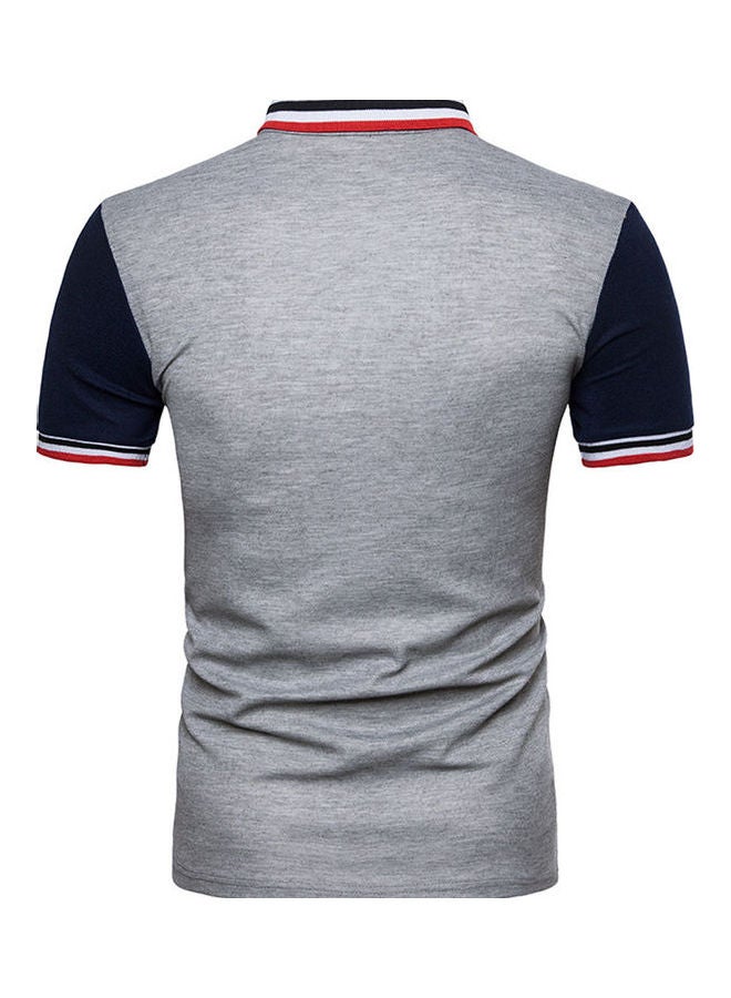 Threaded Collar Polo T-Shirt Dark Grey - Image 2