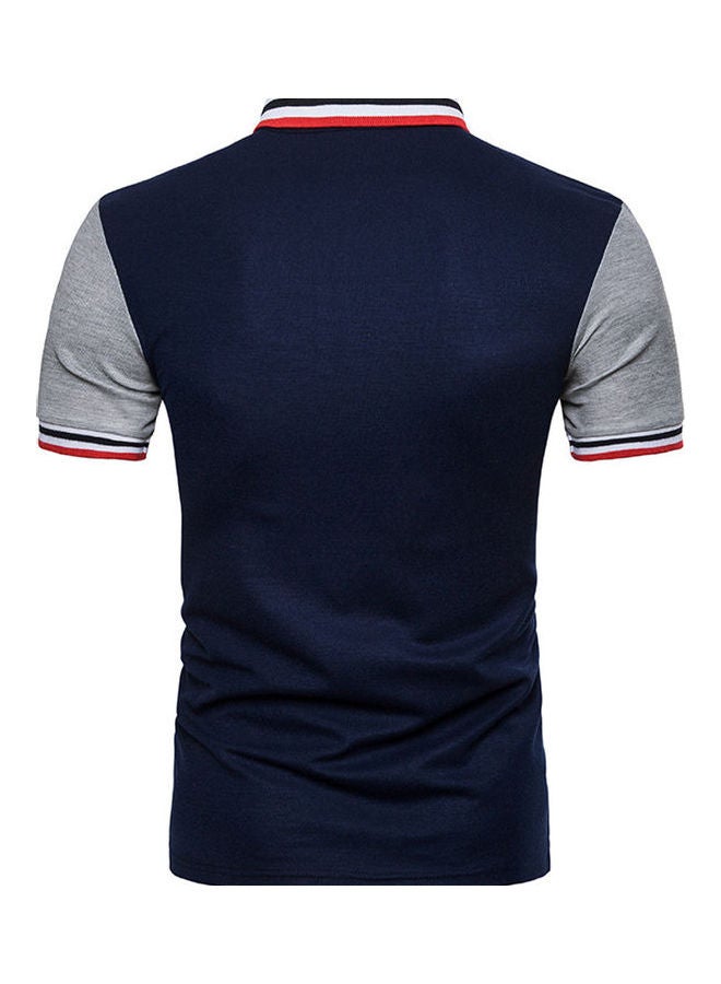 Threaded Collar Polo T-Shirt Navy - Image 2