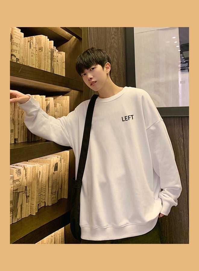 LEFT Printed Casual Pullover T-Shirt White