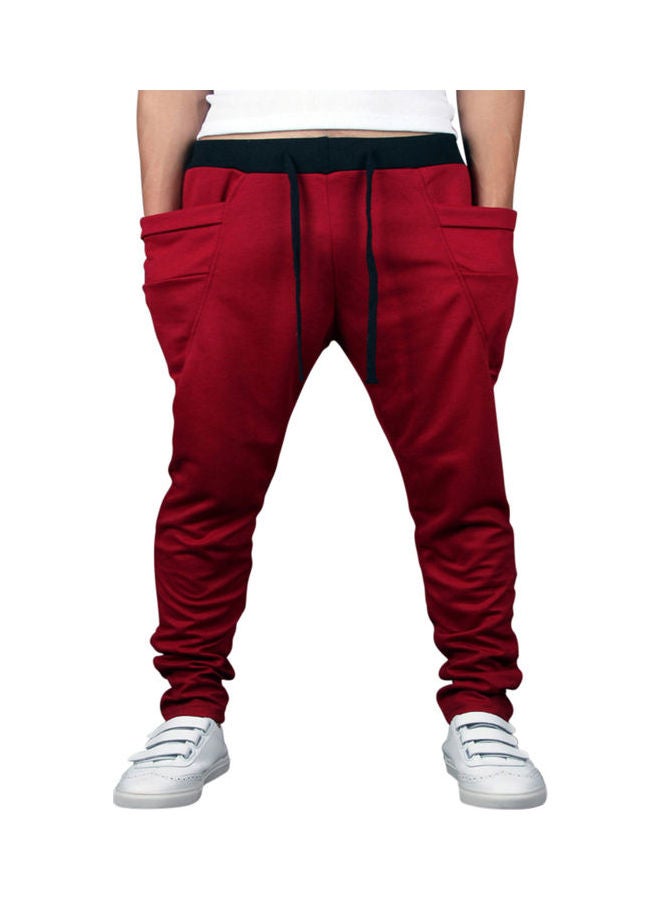 Solid Mid Rise Pants Wine Red - Image 1