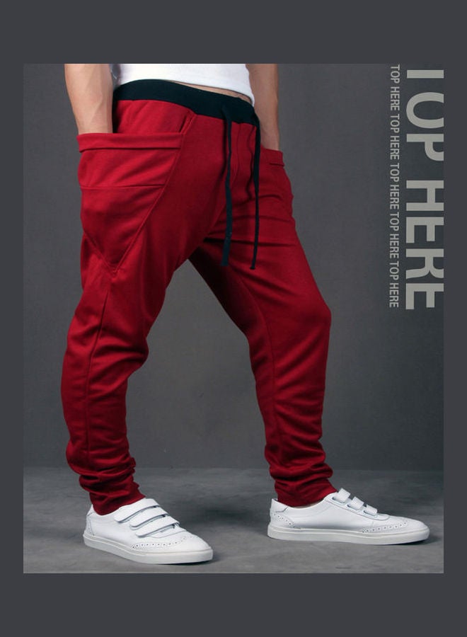 Solid Mid Rise Pants Wine Red - Image 2