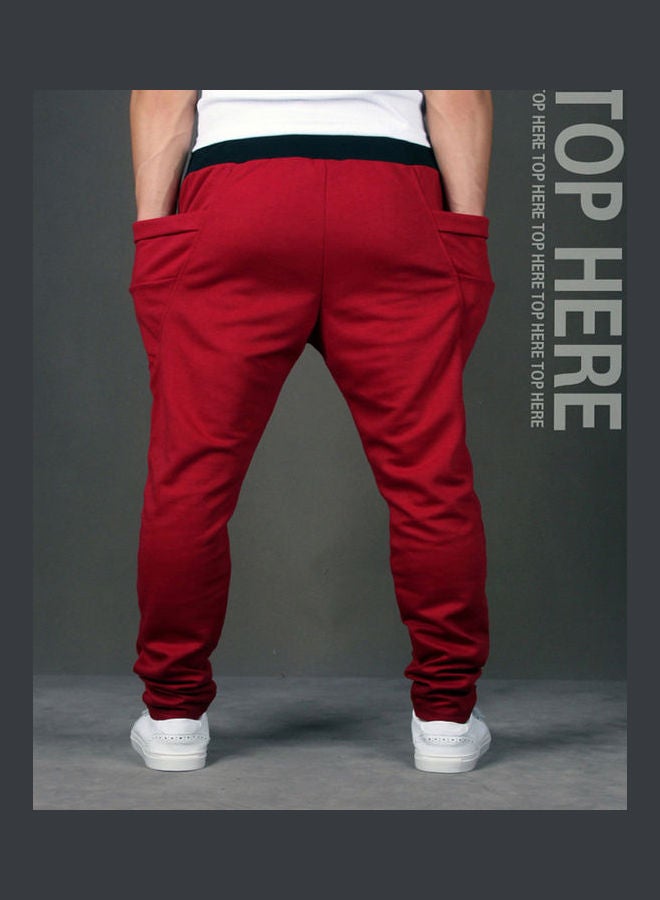 Solid Mid Rise Pants Wine Red - Image 3