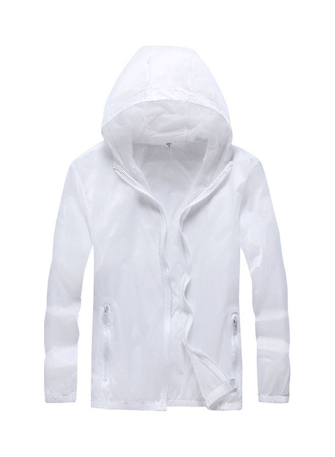 Solid Nylon Hoodie White - Image 1