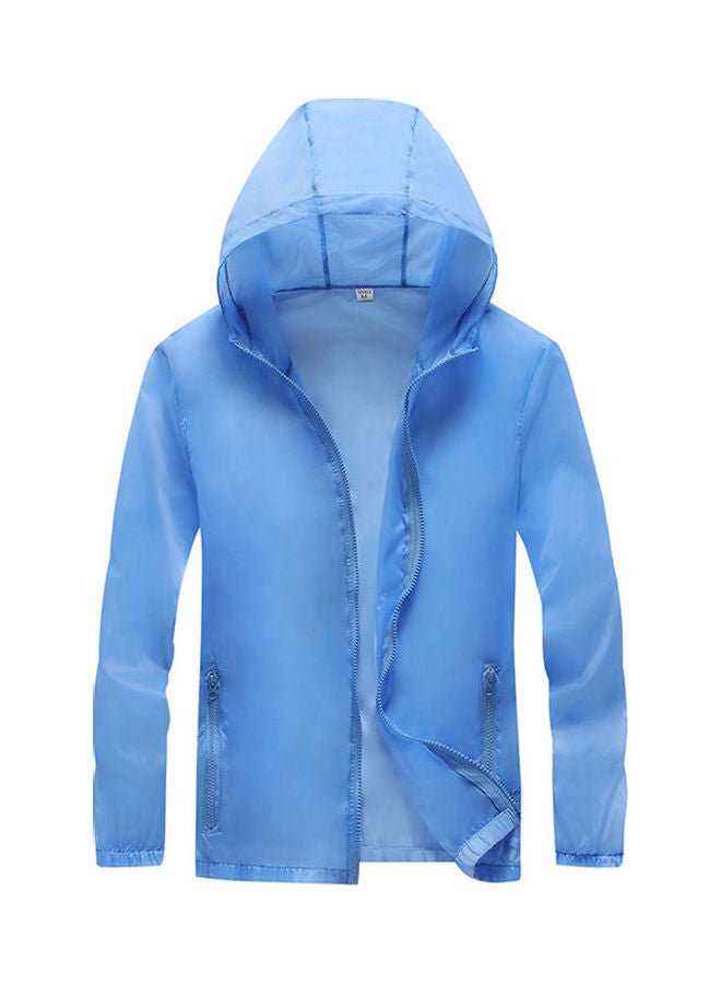 Solid Nylon Hoodie Lake Blue - Image 1
