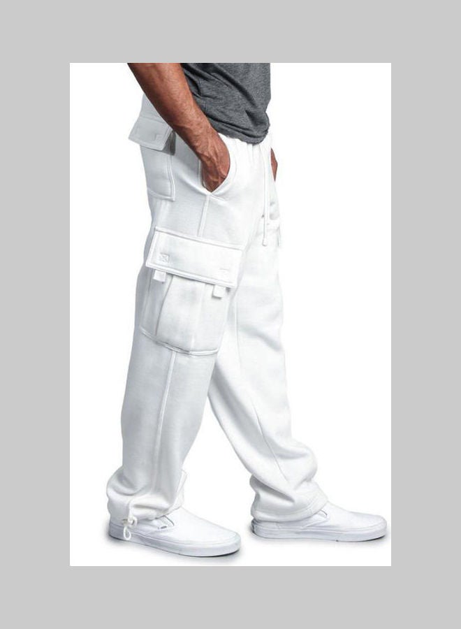 بنطال بلون سادة من القطن أبيض - Image 2