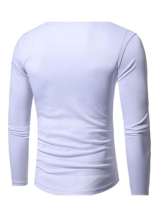 Printed Long Sleeves T-Shirt White  - Image 4