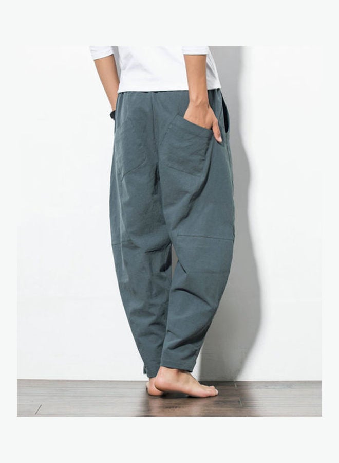 Solid Wide Leg Pants Gray Green  - Image 2