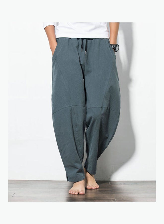 Solid Wide Leg Pants Gray Green  - Image 1