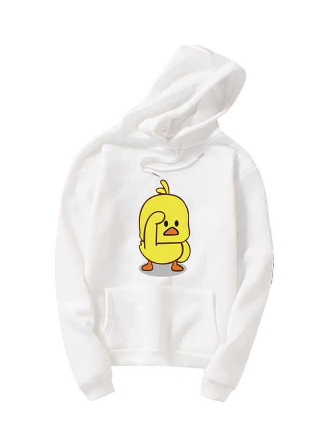 Cartoon Duck Printed Sweatshirt White - Image 1