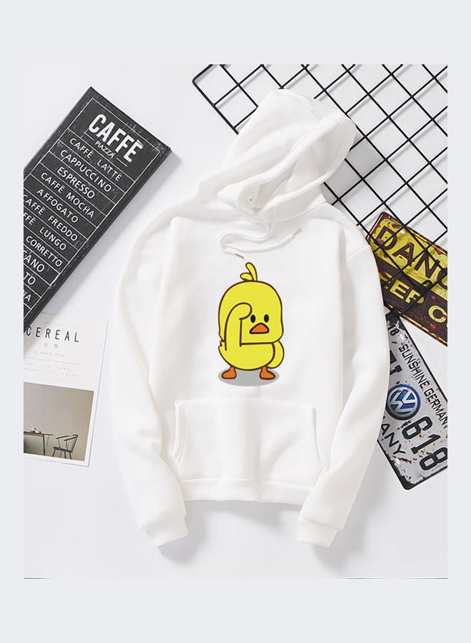 Cartoon Duck Printed Sweatshirt White - Image 2
