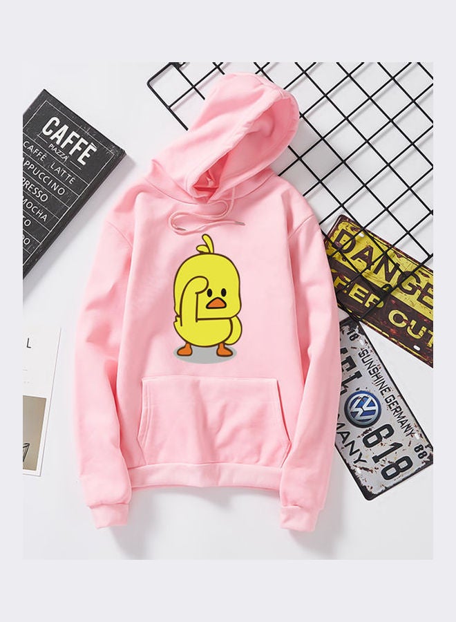 Cartoon Duck Printed Sweatshirt Pink - Image 2