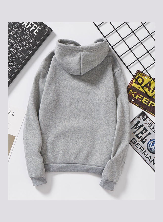 NY Logo Printed Long Sleeves Hoodie Gray - Image 2